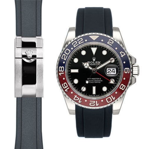 Curved End Rubber Strap for Rolex GMT Master II Ceramic Watch