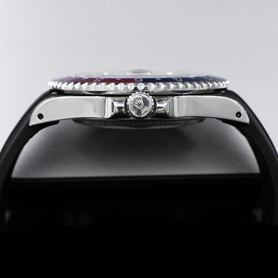 Rolex GMT-Master on Black Rubber Strap side profile