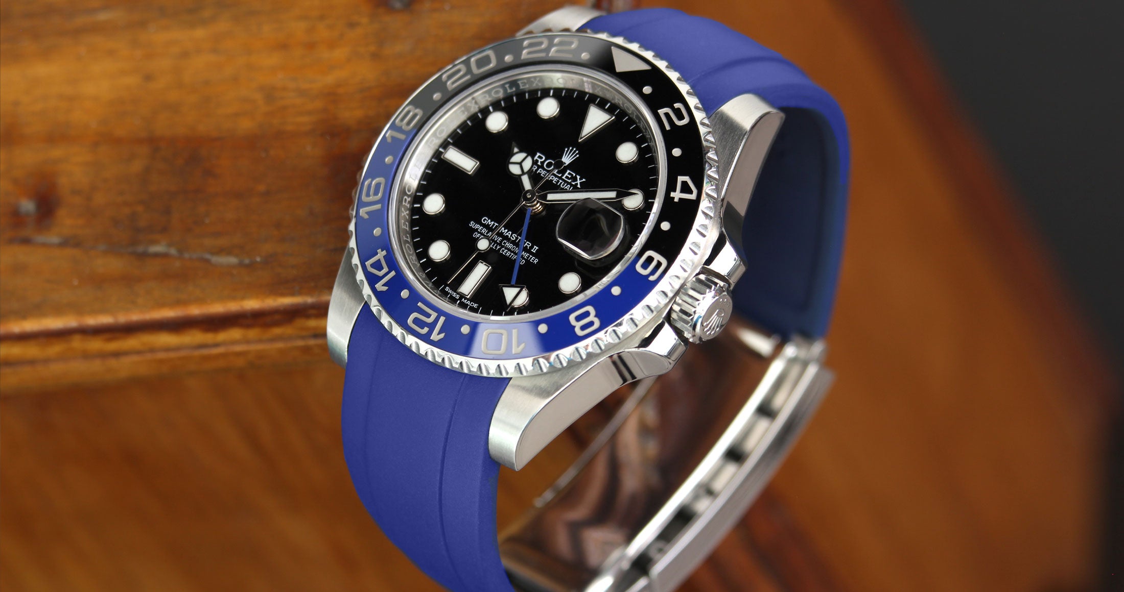 Blue Rubber Strap on Rolex GMT-Master II