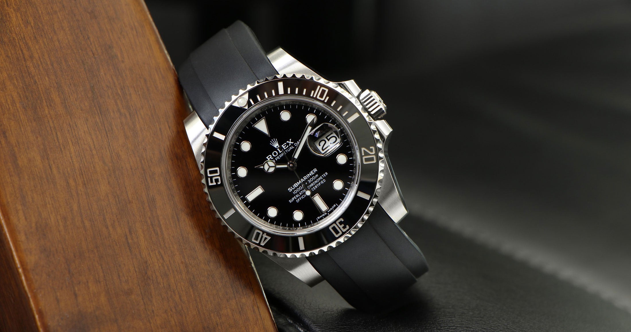 black Rubber Strap on Rolex Submariner