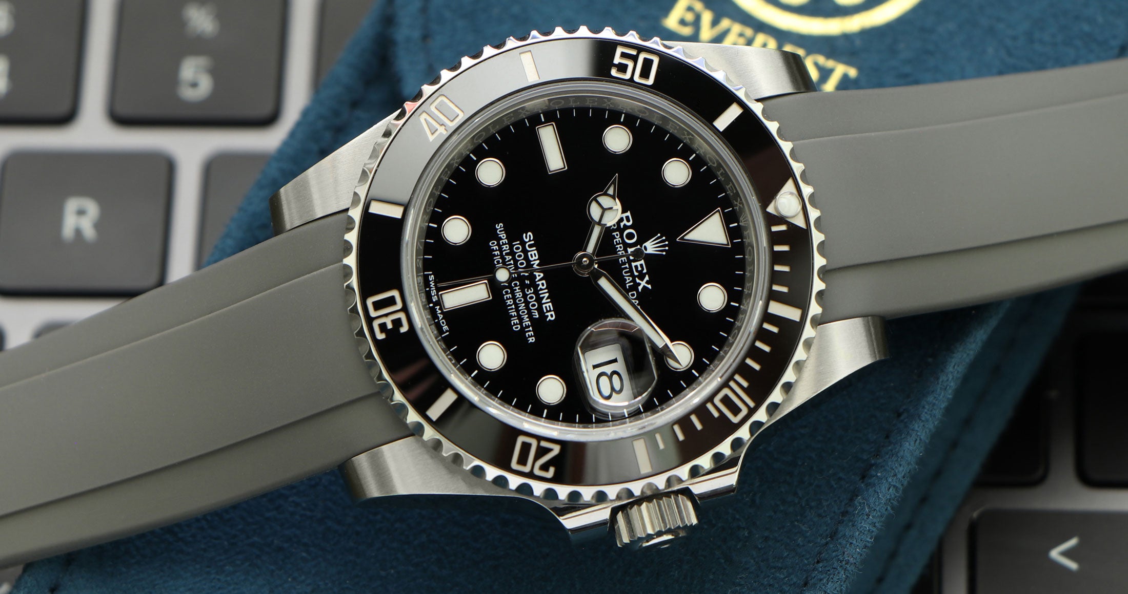 Rolex Submariner on grey rubber strap 