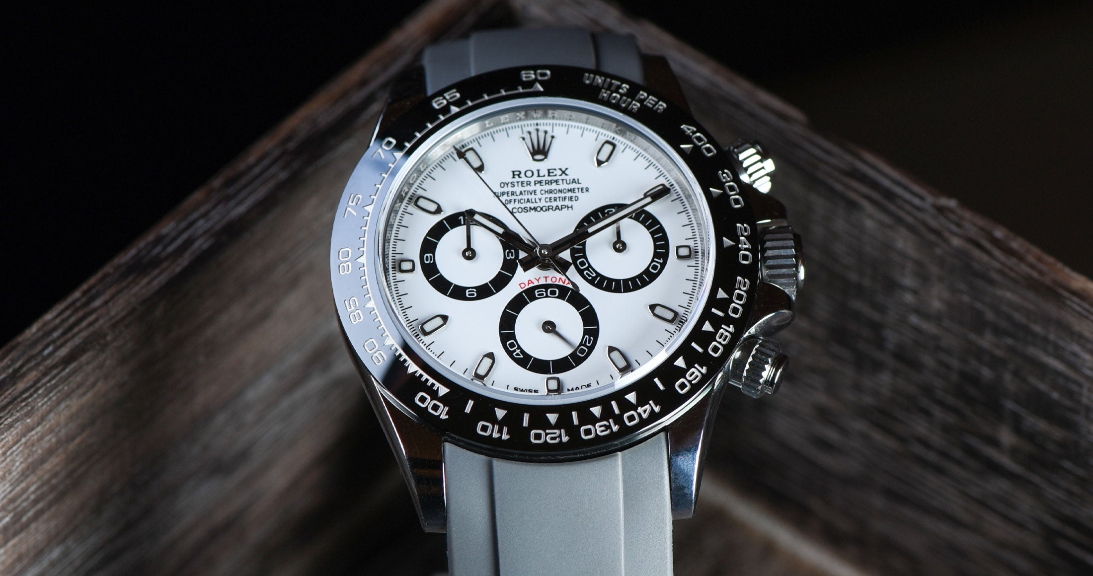 Grey Rubber Strap on Rolex Daytona