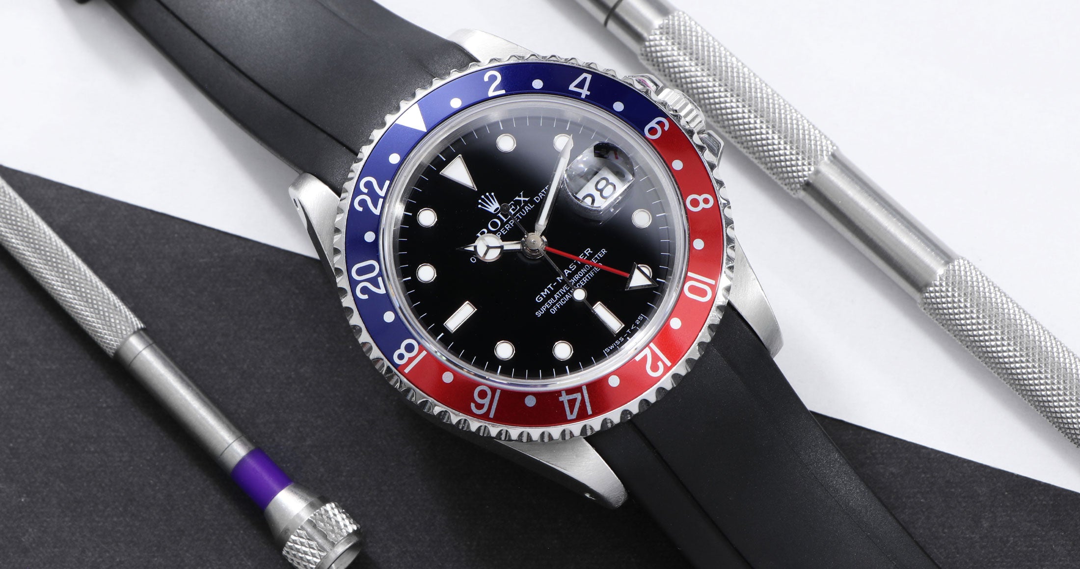 Rolex GMT-Master on Black Rubber Strap