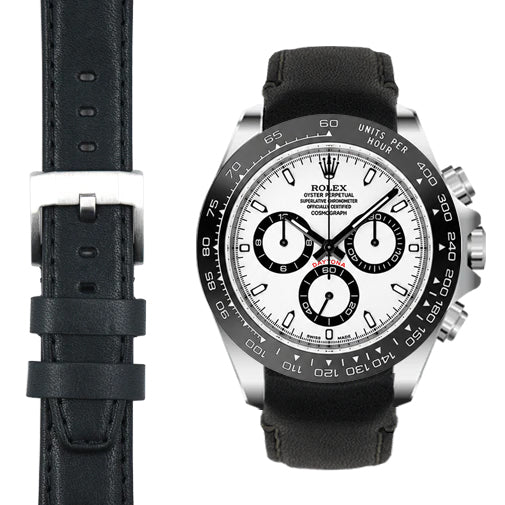Curved End Leather Strap for Rolex Ceramic Daytona Watch | Everest