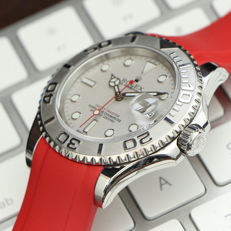 Red Rubber Strap on Rolex Yacht-Master