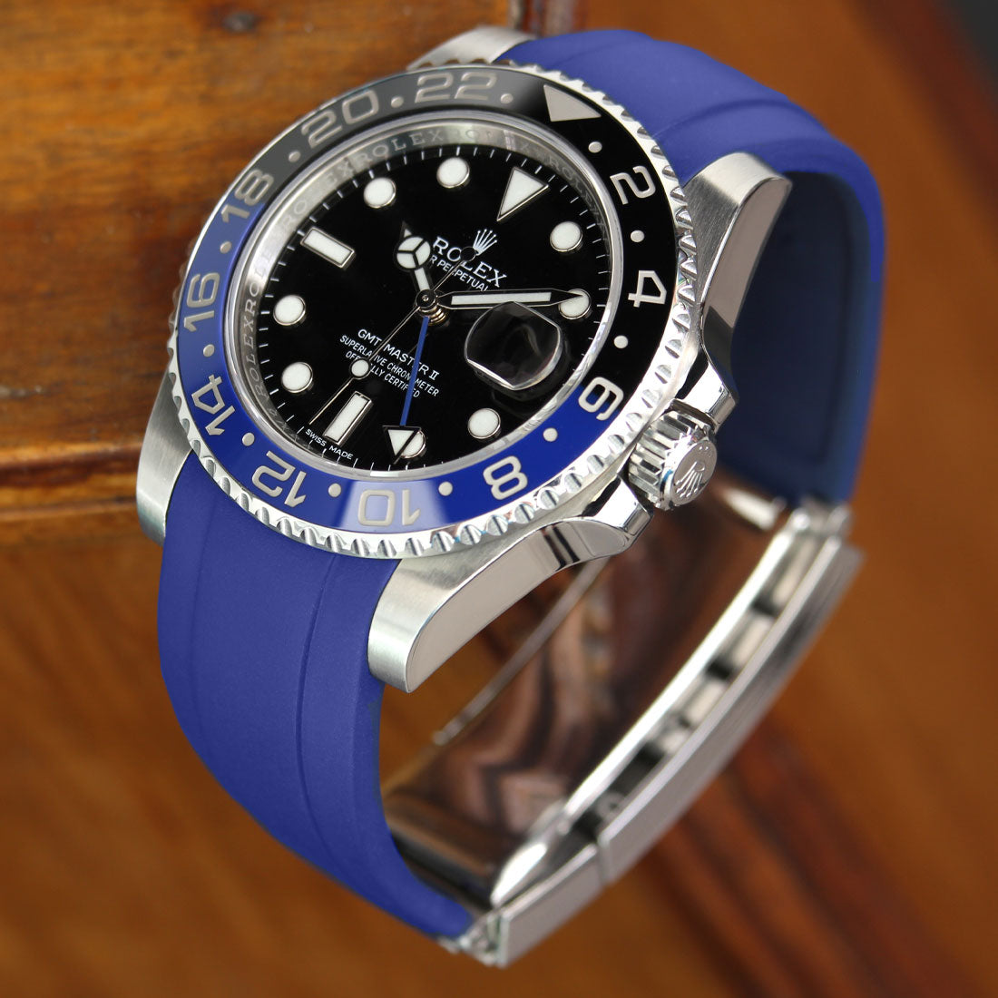 Blue Rubber Strap on Rolex GMT-Master II
