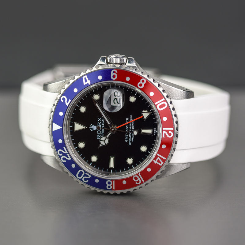 White Rubber Strap on Rolex GMT-Master