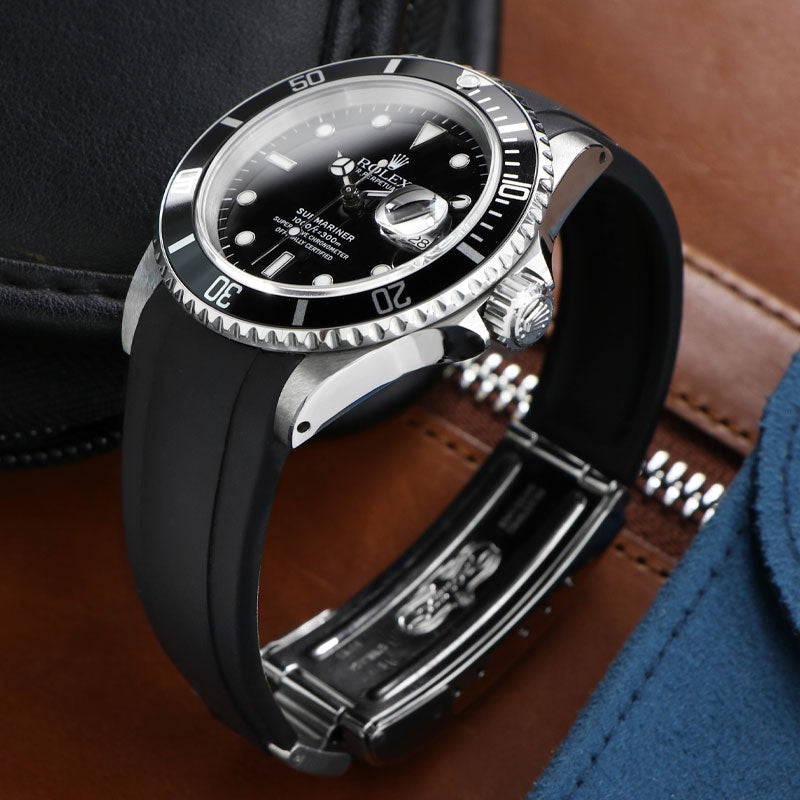 Black Rubber strap on Rolex Submariner