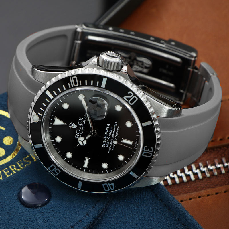 Grey Rubber Strap on Rolex Submariner