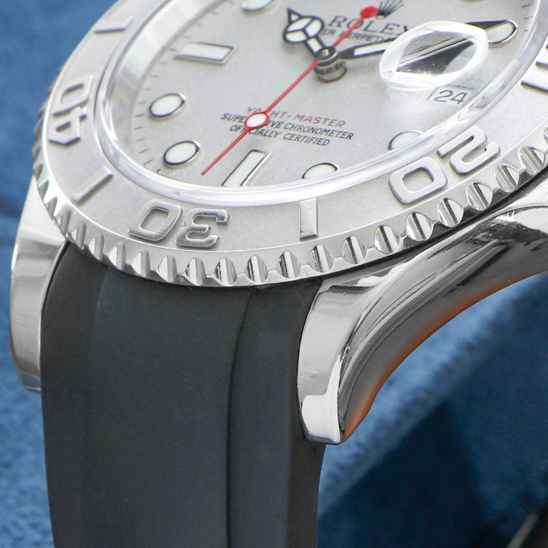 Black Rubber Strap on Rolex Yacht-Master