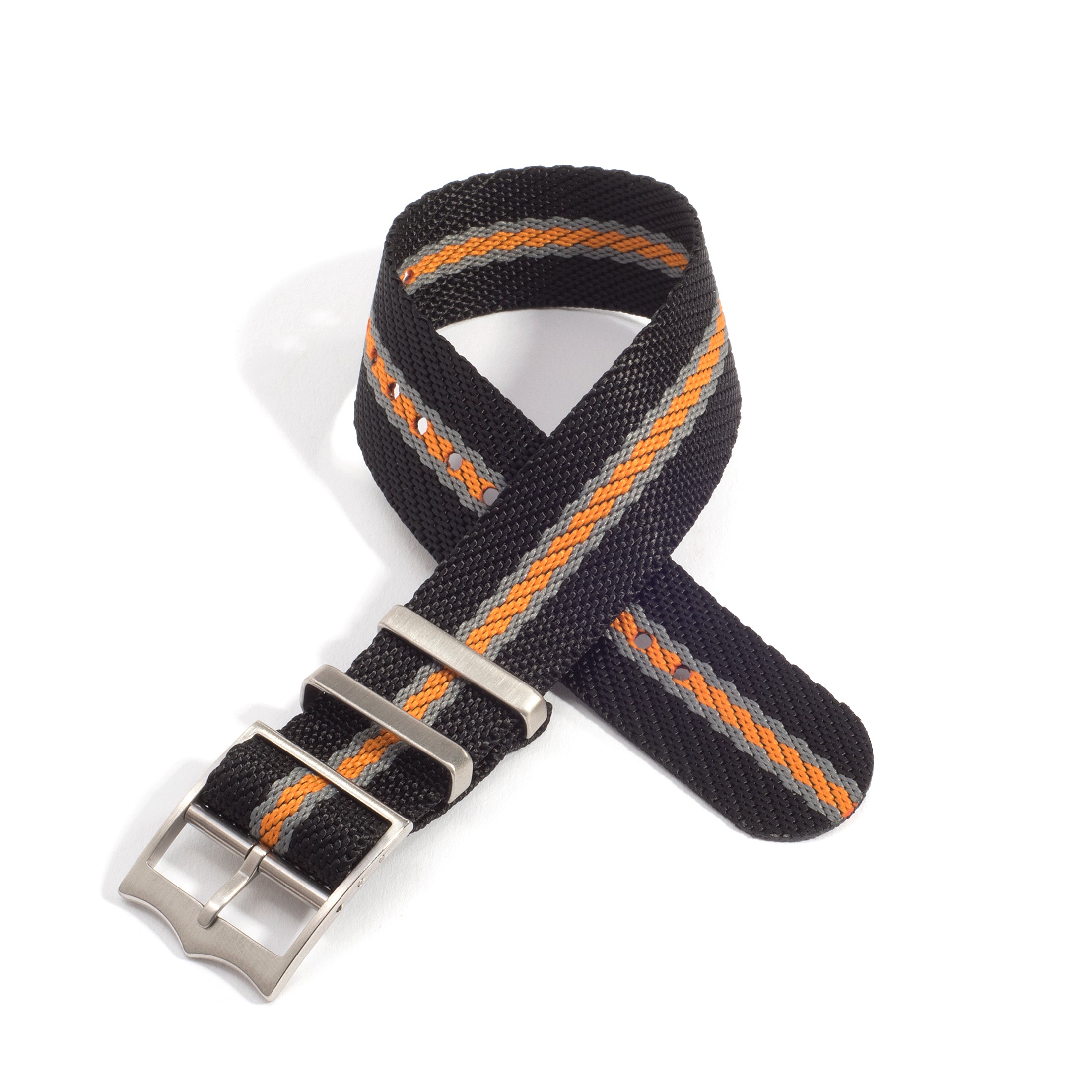 Everest Black, Gray, and Orange Single Pass Nylon Watch Band Everest