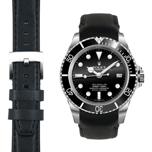 Curved End Leather Strap for Rolex Sea-Dweller Watch | Everest Bands