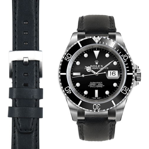 Steel End Link Leather Strap for Rolex Submariner Watch Everest
