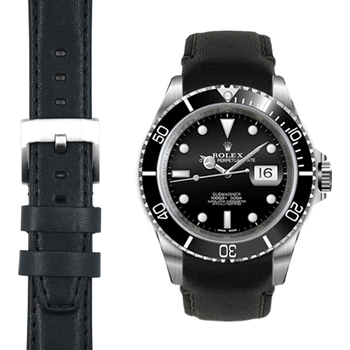 Curved End Leather Strap for Rolex Submariner Watch | Everest Bands Curved End Leather Strap for Rolex Submariner Watch | Everest Bands