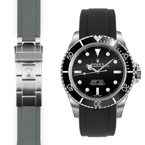 Curved End Rubber Strap for Rolex Submariner No-Date Watch