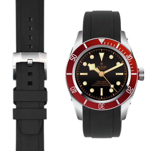 Curved End Rubber Strap for Tudor Heritage Black Bay Watch