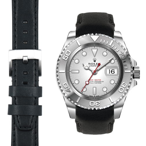 Curved End Leather Strap for Rolex Yacht Master Watch Everest Bands