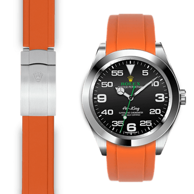 Rolex Air King Orange rubber deployant watch strap