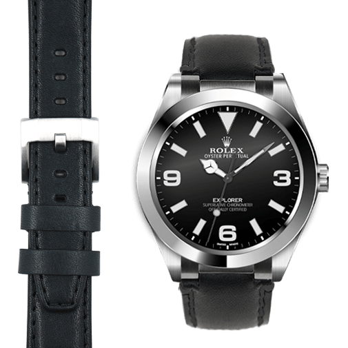 Steel End Link Leather Strap for Rolex Explorer Watch Everest Bands