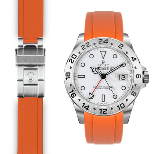rolex Explorer II orange rubber deployant watch strap