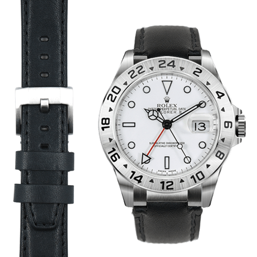 Steel End Link Leather Strap for Rolex Explorer II Watch Everest Bands