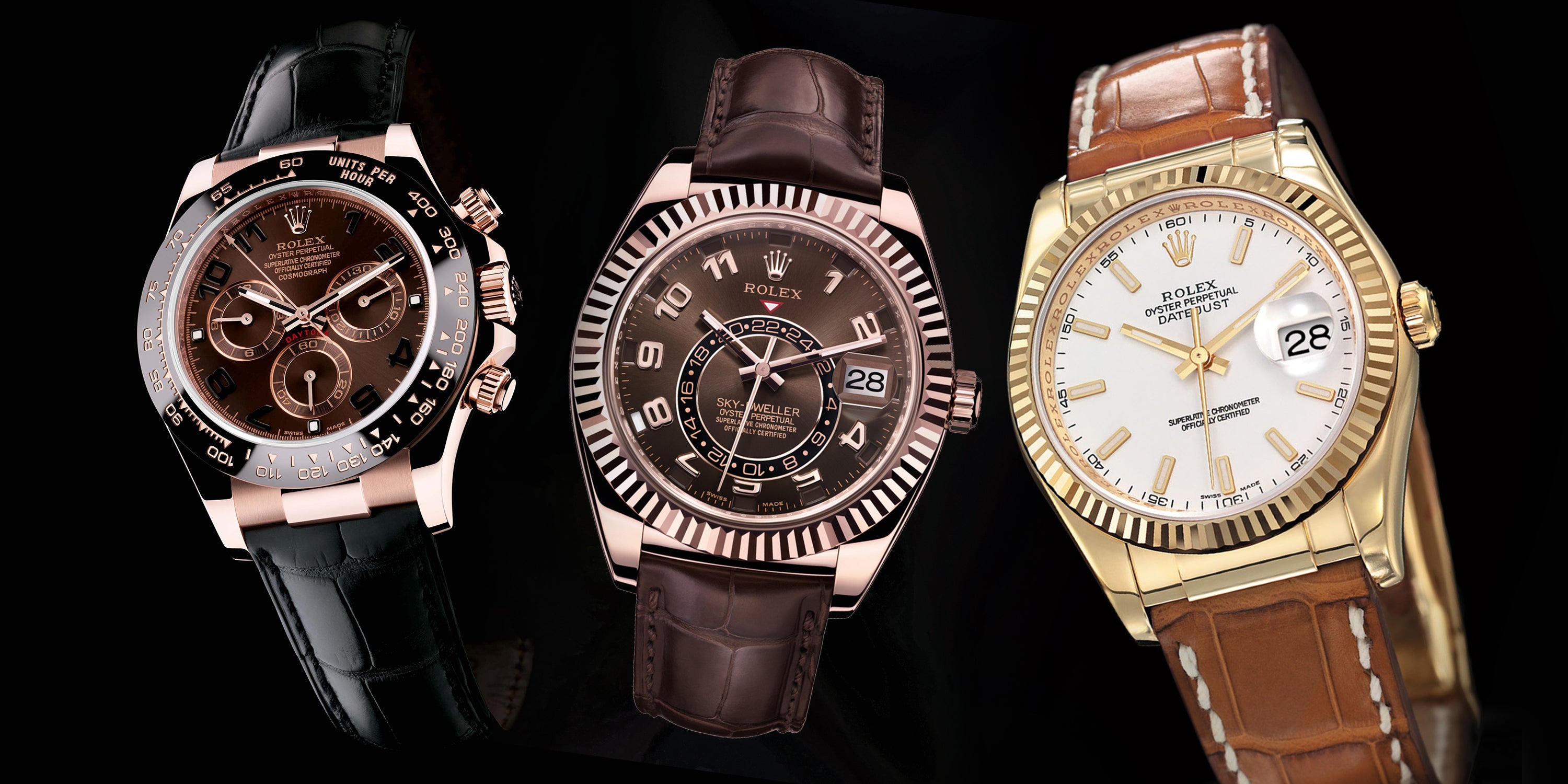Rolex Watches with Factory Leather Straps