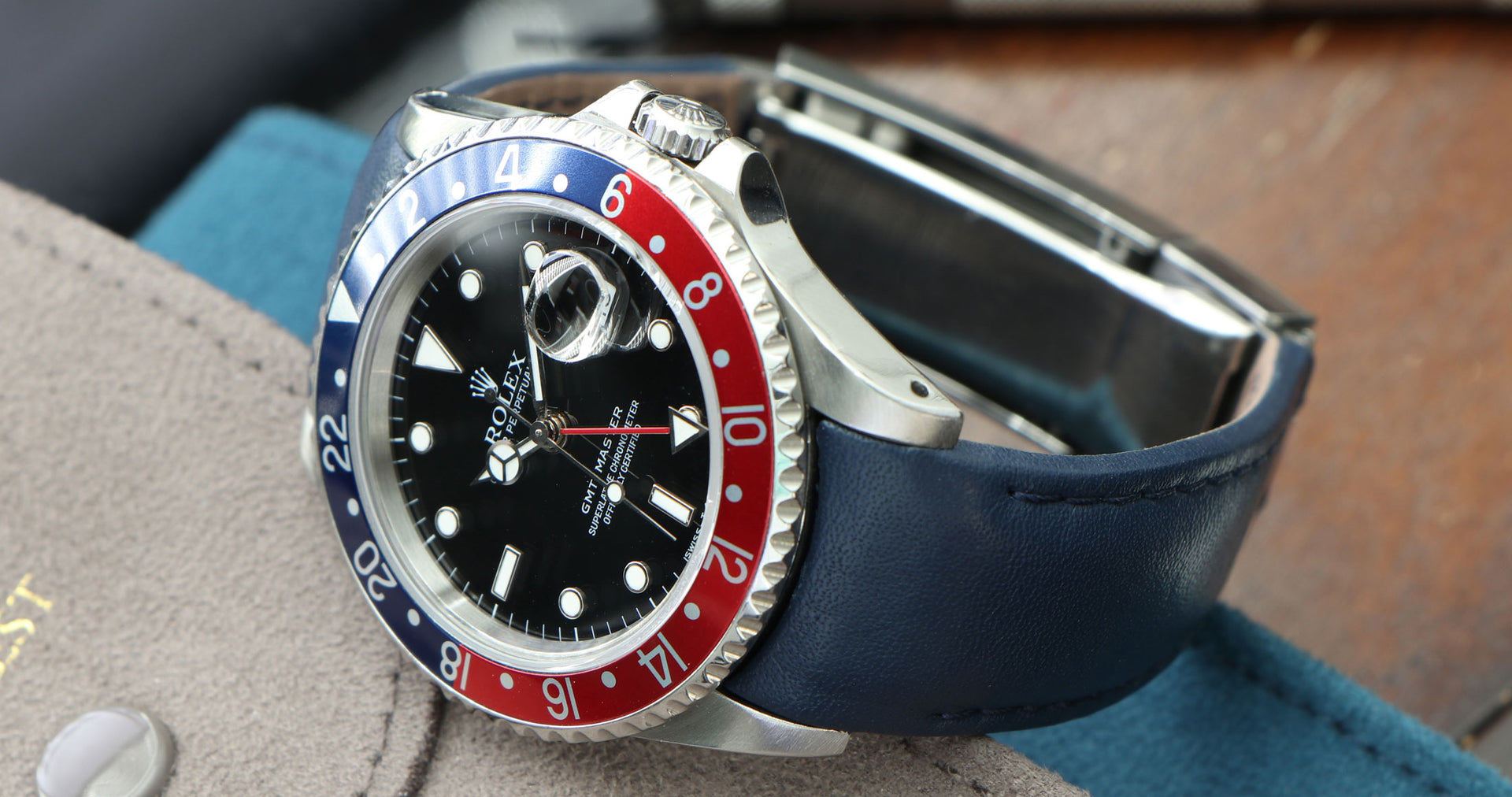 Curved End Leather Strap for Rolex YachtMaster Deployant Everest