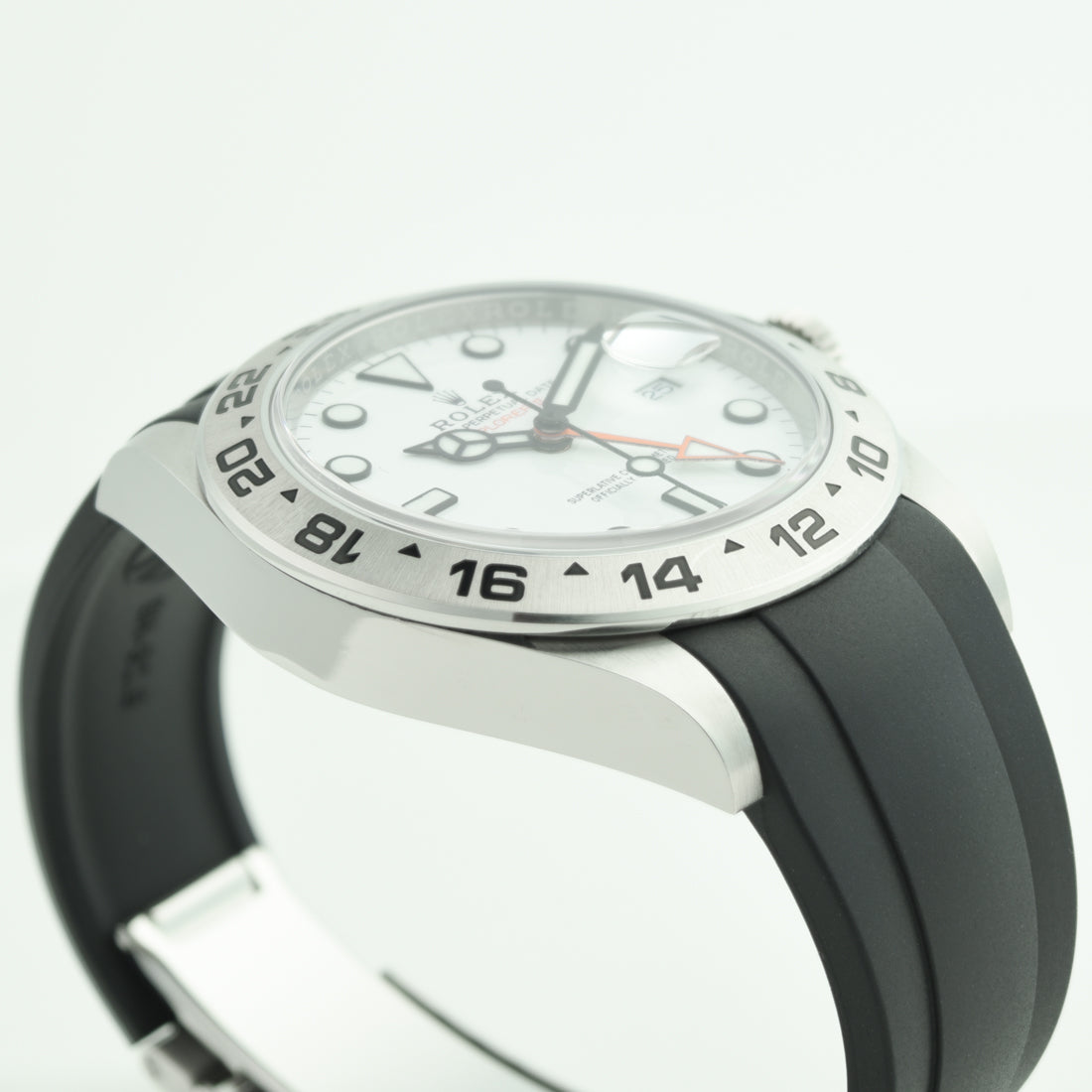 Curved End Rubber Strap for Rolex Explorer II 42mm Deployant