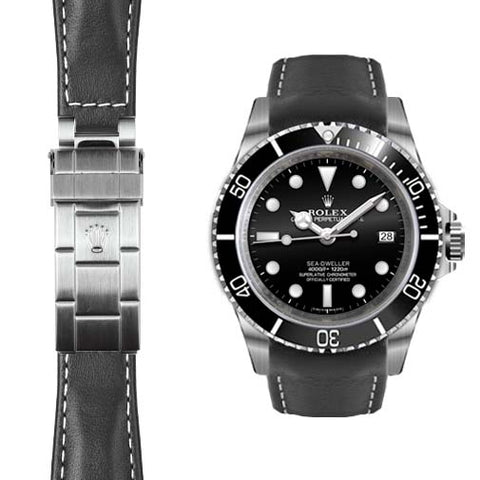 Curved End Leather Strap for Rolex Sea-Dweller Watch | Everest Bands