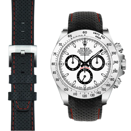 Black With Red Stitch / Silver Buckle