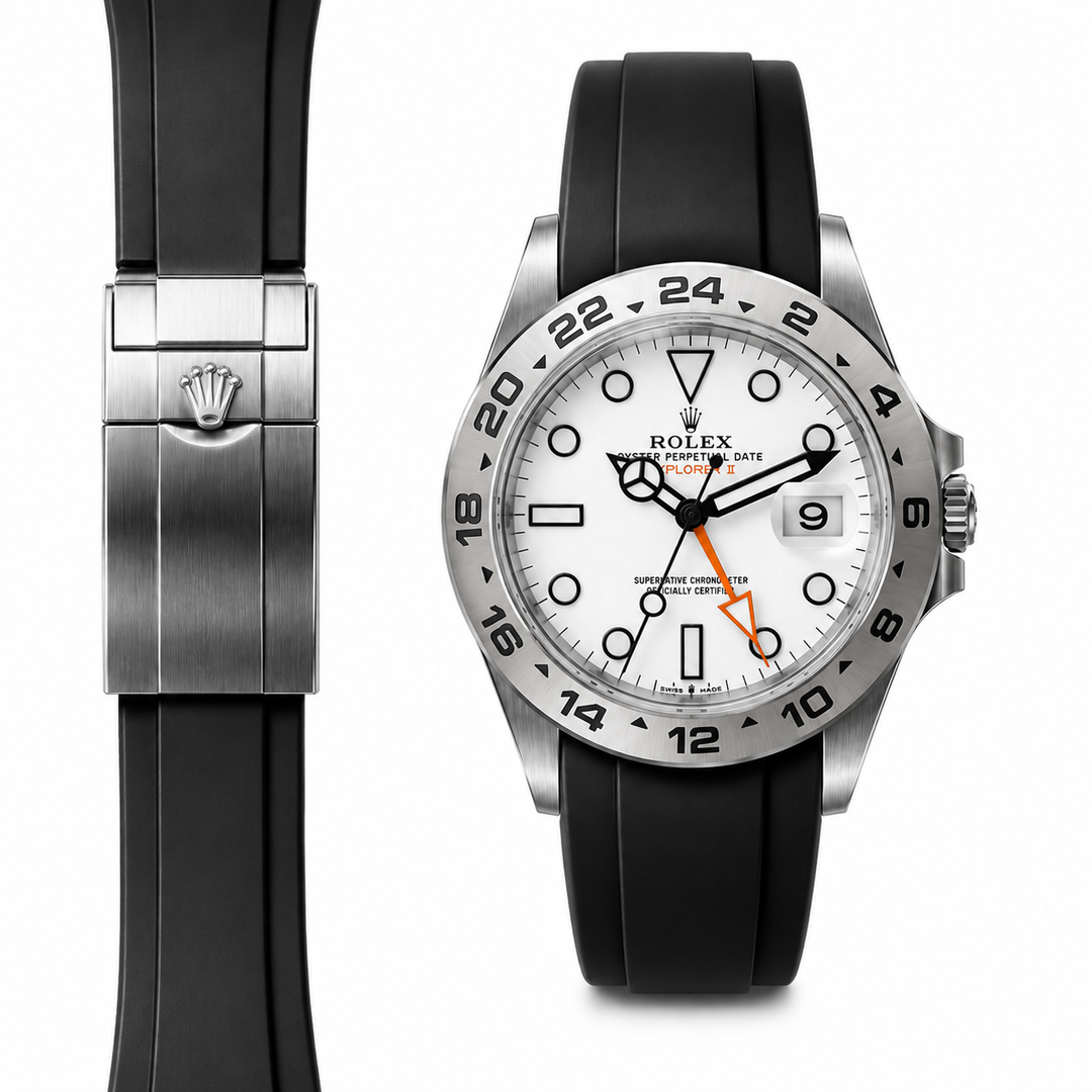 Curved End Rubber Strap for Rolex Explorer II 42mm Deployant | Everest
