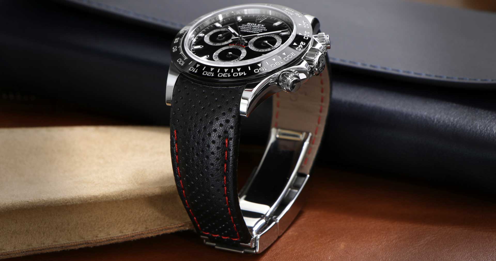 Curved End Leather Strap for Rolex Daytona Watch Everest Bands