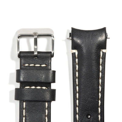 Black With Contrast Stitch / Silver Buckle