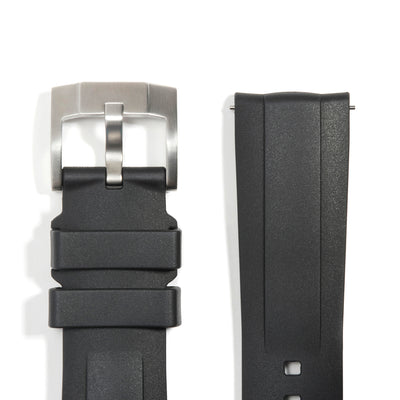 Black Rubber / Silver Buckle