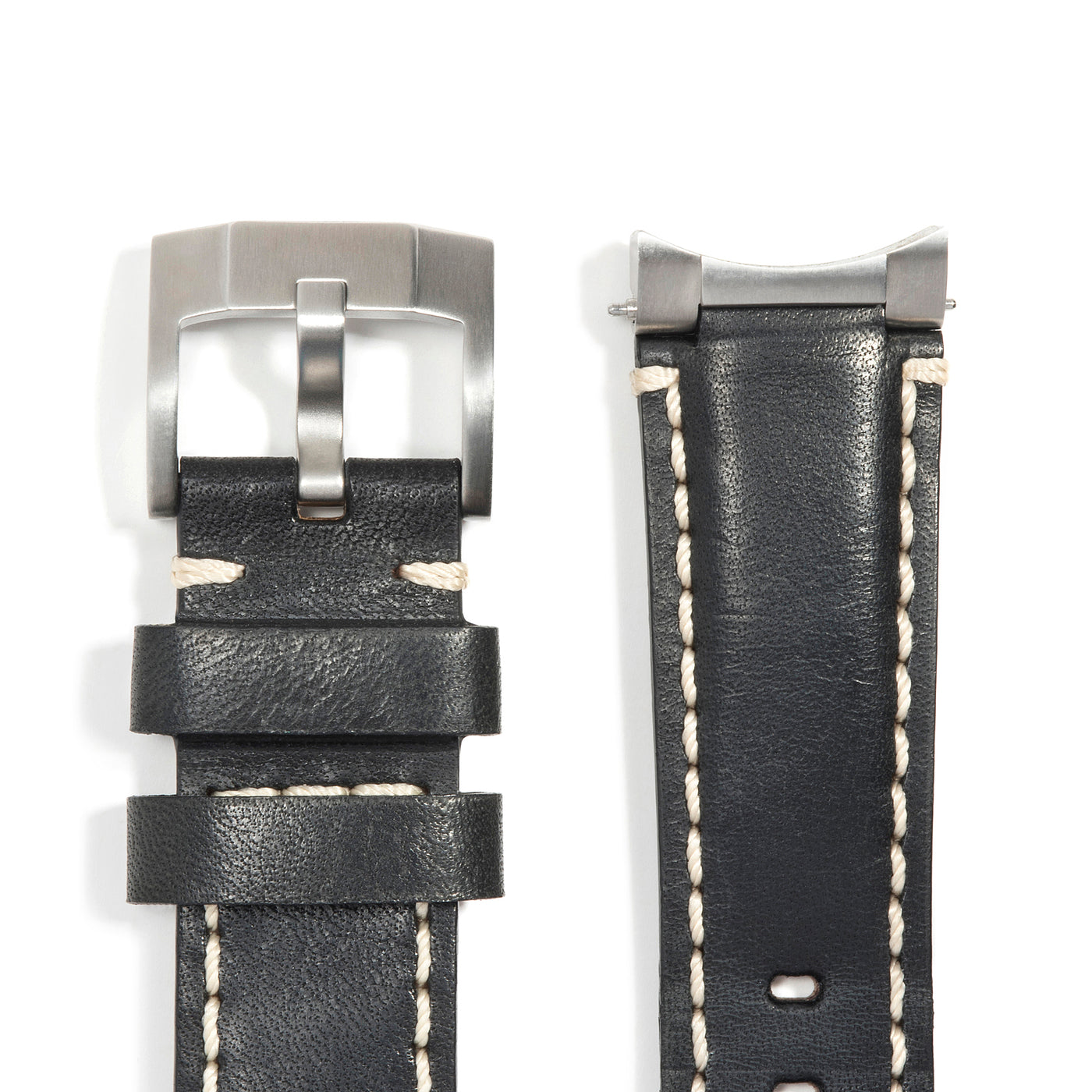 Black With Contrast Stitch / Silver Buckle