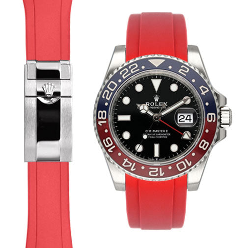 Curved End Rubber Strap for Rolex GMT Master II Ceramic Watch