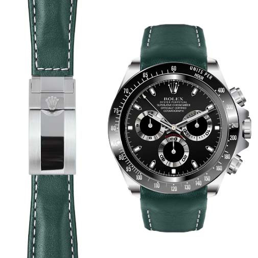 Rブレスレット3点①②③ Curved End Leather Strap for Rolex Ceramic Daytona Watch | Everest