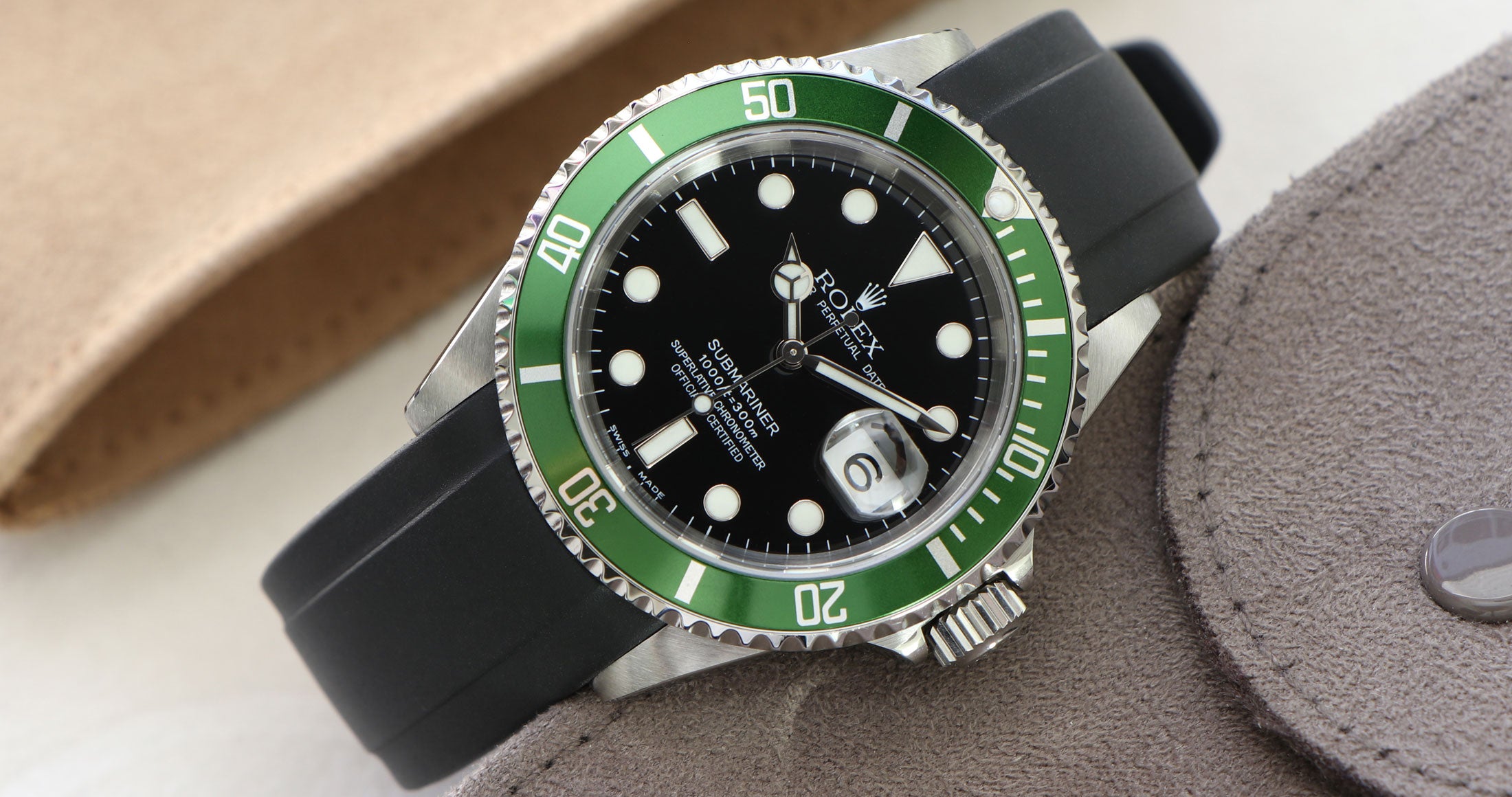 Black Rubber Strap on Green Bezel "Starbucks" Rolex Submariner