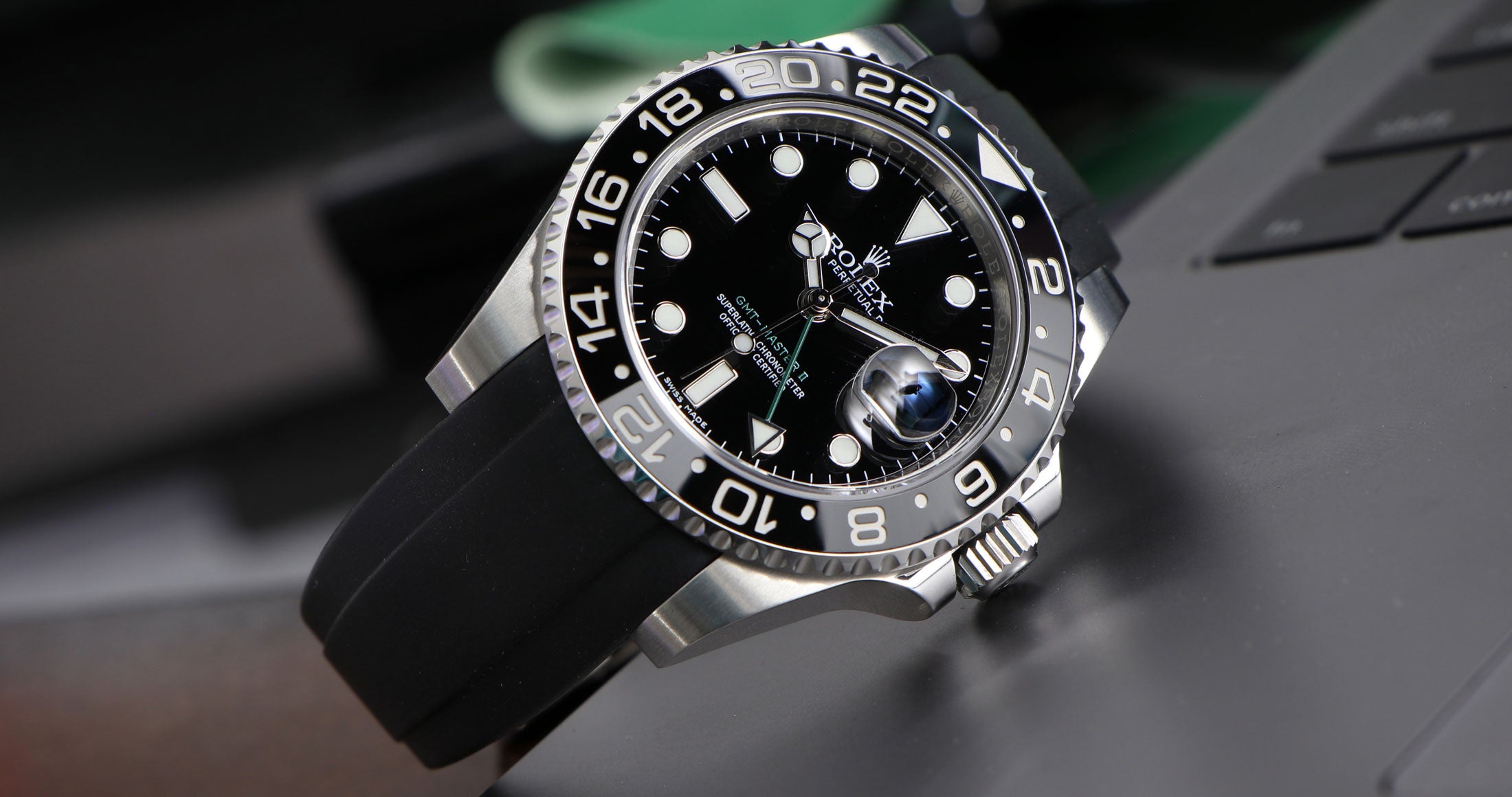 Rolex gmt master ii black rubber strap Clearance