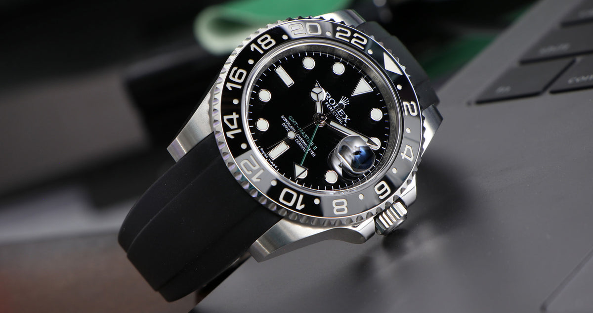 Curved End Rubber Strap for Rolex GMT Master II Ceramic Watch | Everest ...
