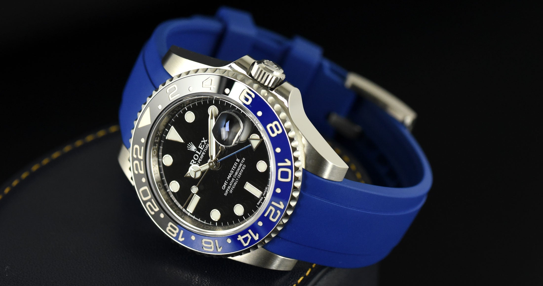 Rolex GMT-Master II on blue rubber strap