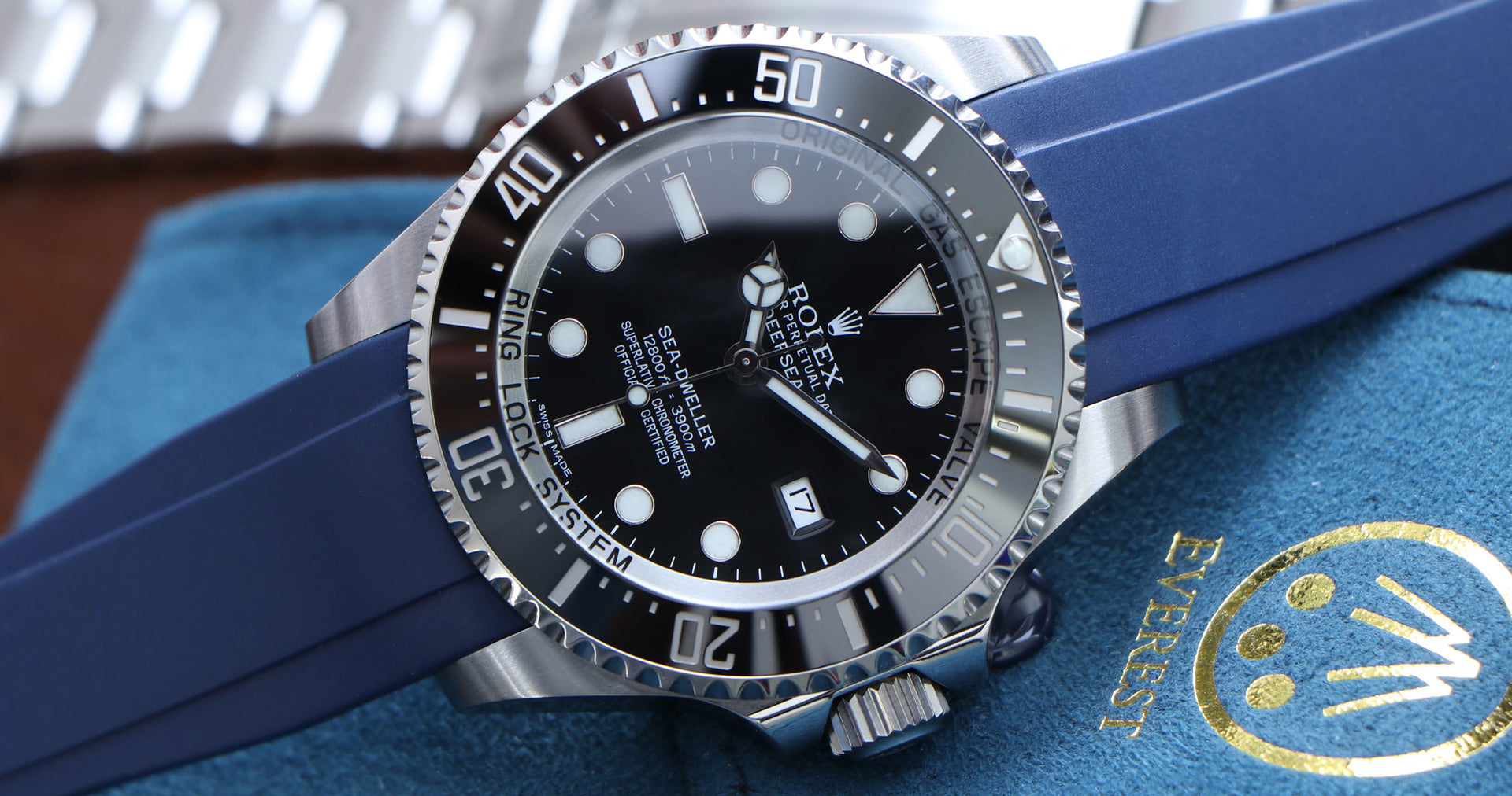 Curved End Rubber Strap for Rolex Deepsea SeaDweller Watch Everest Bands