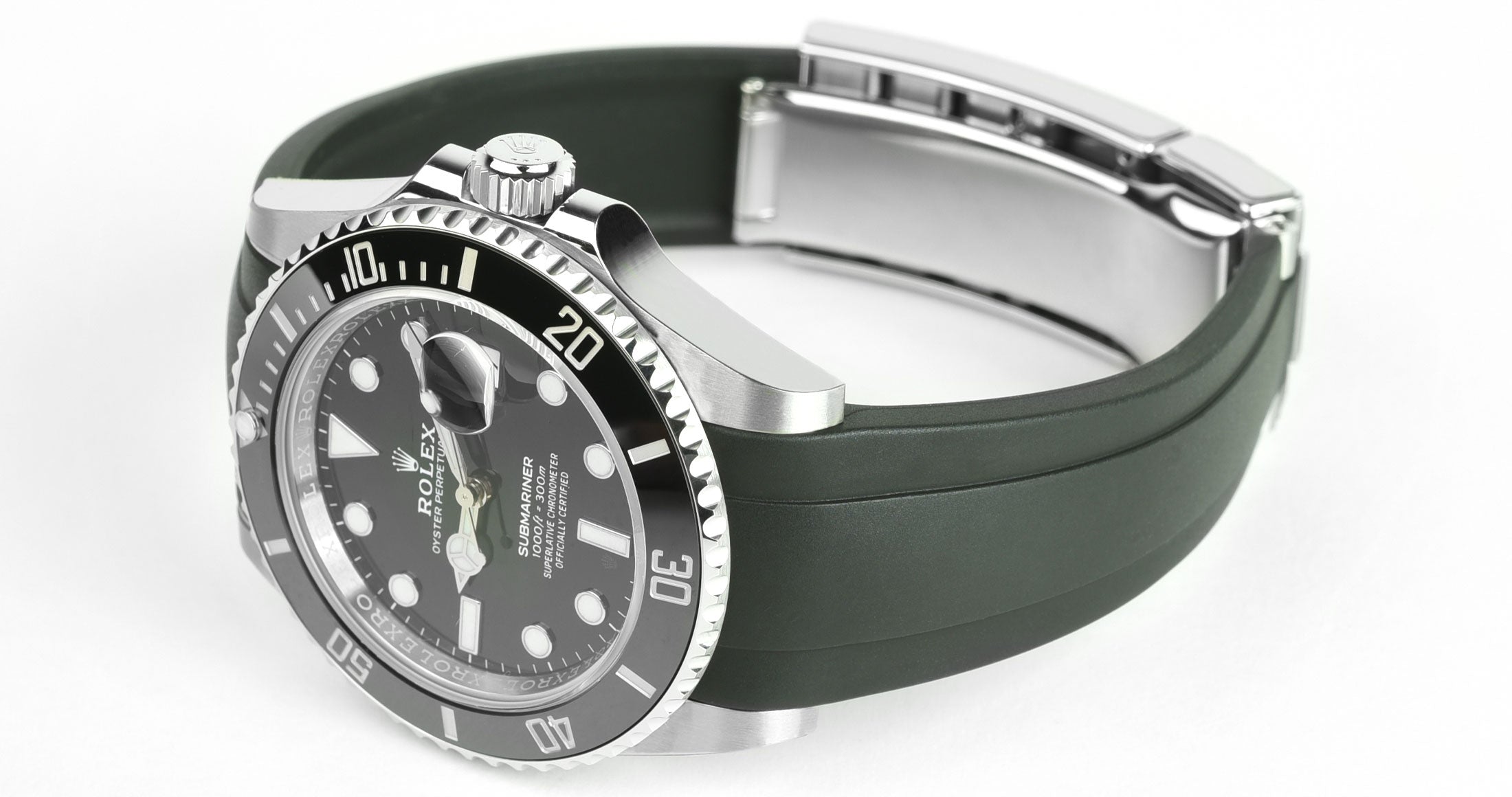 Black Rubber Strap on Rolex Submariner