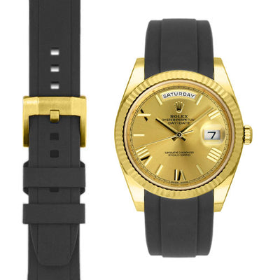 Curved End Rubber Strap for Rolex Day-Date 40mm with Tang Buckle