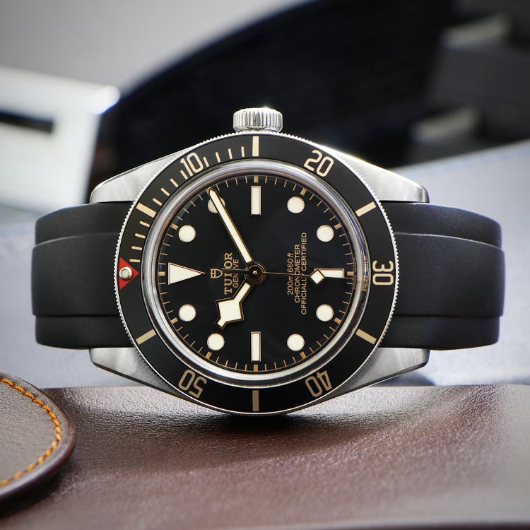 Curved End Rubber Strap for Tudor Black Bay 58 Deployant Everest Bands