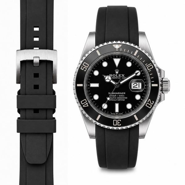 Black Rubber / Silver Buckle