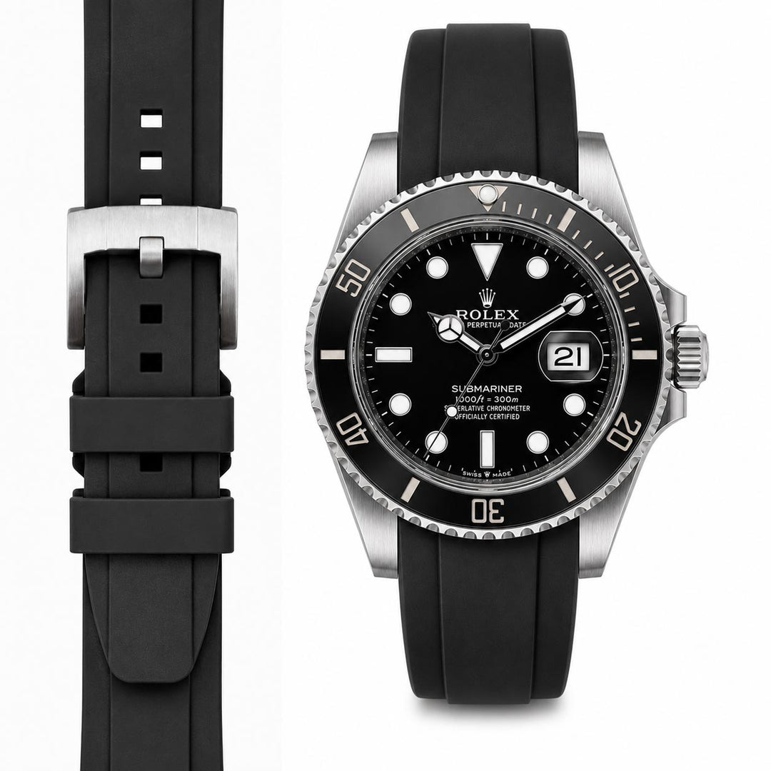 Rolex サブマリーナ Everest エベレスト ラバーバンド ブラック Curved End Rubber Strap For The Submariner 41 | Everest Bands