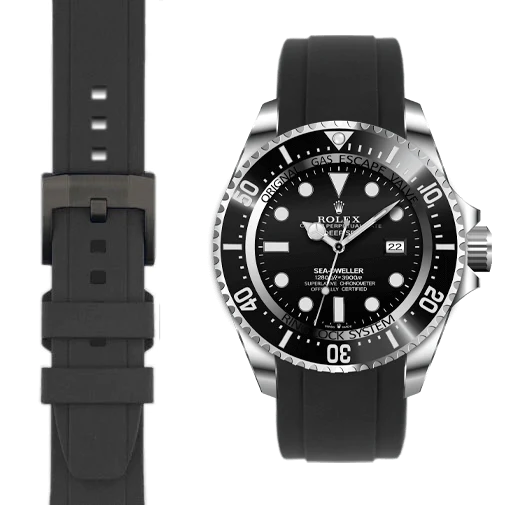 Curved End Rubber Strap for Rolex Deepsea Sea-Dweller Watch