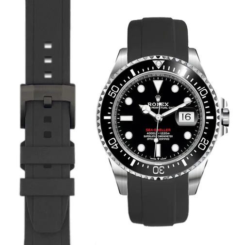 Curved End Rubber Strap for Rolex SeaDweller 43mm | Everest Bands
