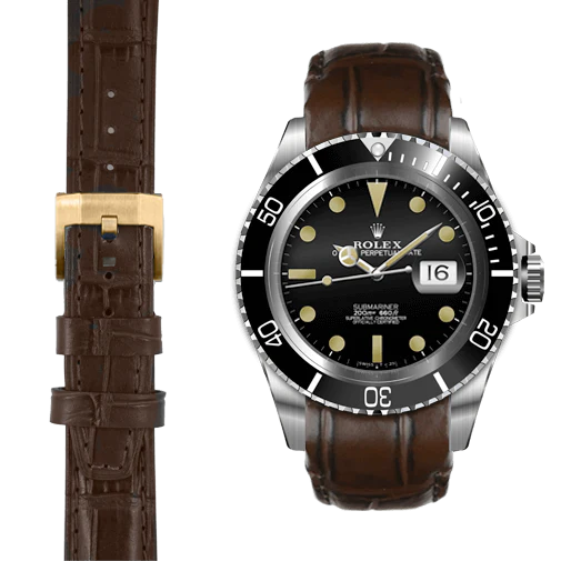 Curved End Leather Strap for Rolex Submariner with Tang Buckle